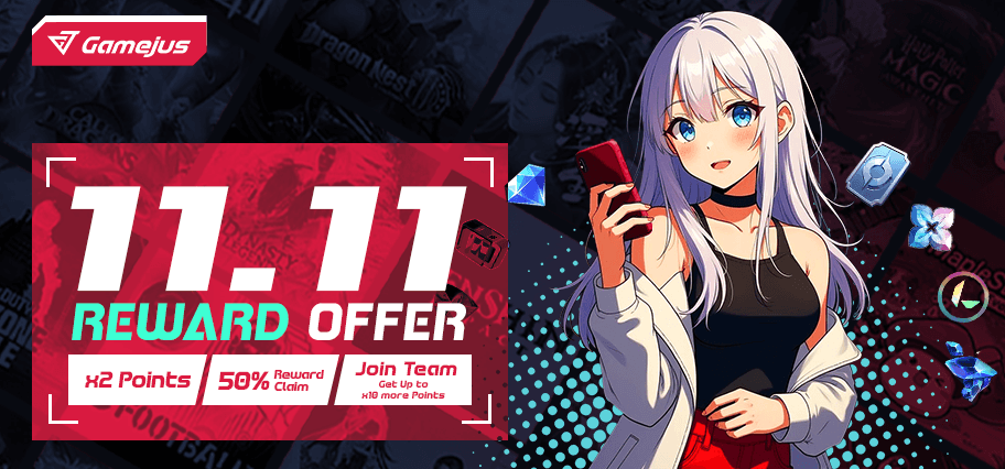 Gamejus 11.11 Promo — Earn 2× Reward Points + 50% Off Redemption!
